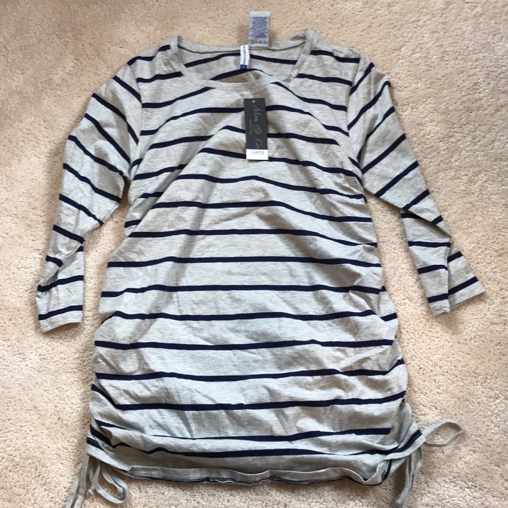 Navy and Grey stripe maternity tunic